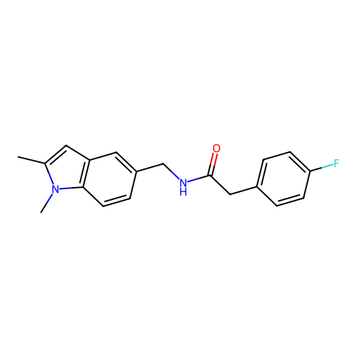 N-((1,2-dimethyl-1H-indol-5-yl)methyl)-2-(4-fluorophenyl)acetamide structure