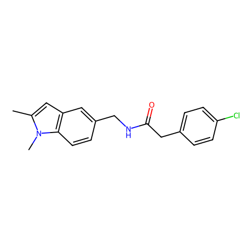 2-(4-chlorophenyl)-N-[(1,2-dimethyl-1H-indol-5-yl)methyl]acetamide structure