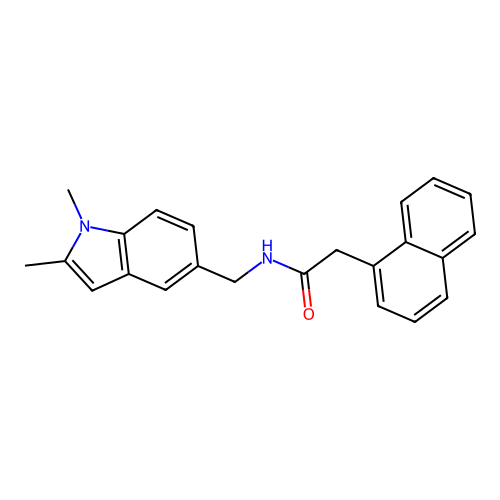 N-[(1,2-dimethyl-1H-indol-5-yl)methyl]-2-(naphthalen-1-yl)acetamide structure