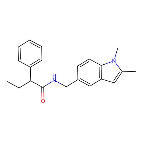 N-[(1,2-dimethylindol-5-yl)methyl]-2-phenylbutanamide structure