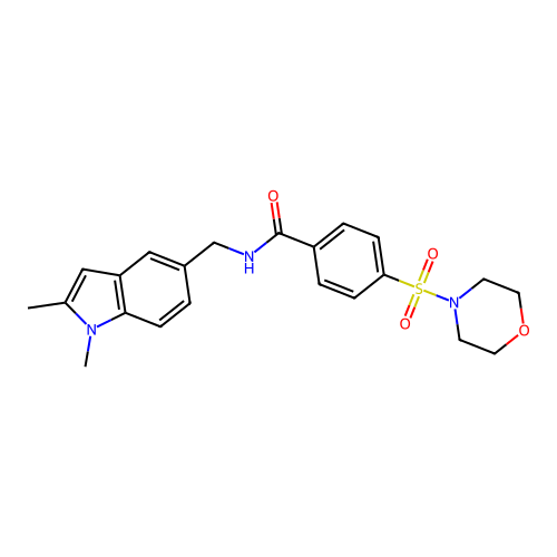 N-[(1,2-dimethylindol-5-yl)methyl]-4-morpholin-4-ylsulfonylbenzamide structure