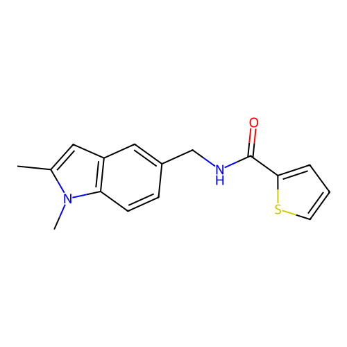 N-[(1,2-dimethylindol-5-yl)methyl]thiophene-2-carboxamide structure
