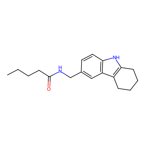N-((2,3,4,9-tetrahydro-1H-carbazol-6-yl)methyl)pentanamide structure