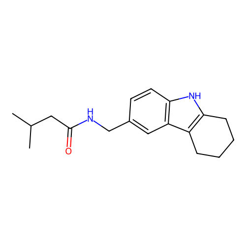 3-methyl-N-((2,3,4,9-tetrahydro-1H-carbazol-6-yl)methyl)butanamide structure