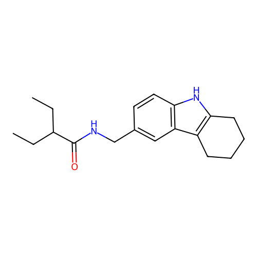 2-ethyl-N-((2,3,4,9-tetrahydro-1H-carbazol-6-yl)methyl)butanamide structure