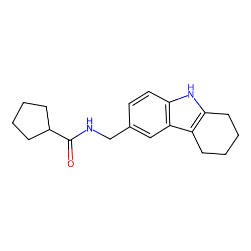 N-((2,3,4,9-tetrahydro-1H-carbazol-6-yl)methyl)cyclopentanecarboxamide structure