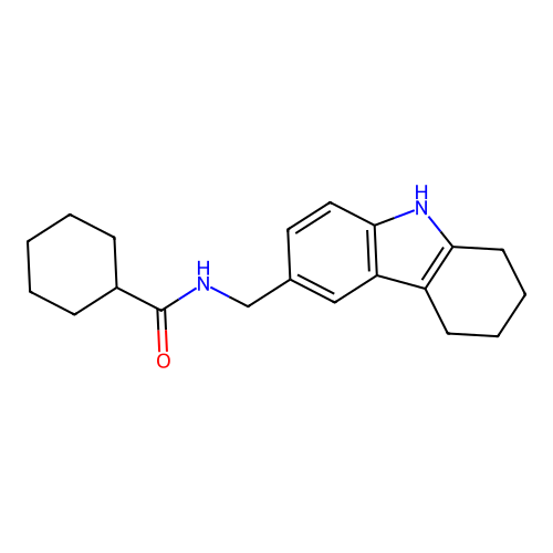 N-(6,7,8,9-tetrahydro-5H-carbazol-3-ylmethyl)cyclohexanecarboxamide structure