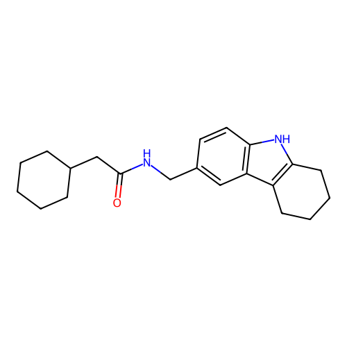 2-cyclohexyl-N-((2,3,4,9-tetrahydro-1H-carbazol-6-yl)methyl)acetamide structure