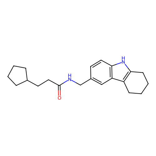 3-cyclopentyl-N-((2,3,4,9-tetrahydro-1H-carbazol-6-yl)methyl)propanamide structure