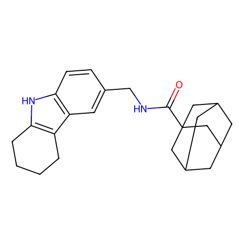 N-(6,7,8,9-tetrahydro-5H-carbazol-3-ylmethyl)adamantane-1-carboxamide structure