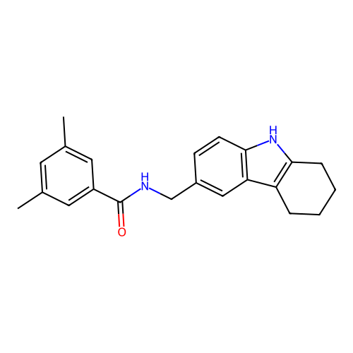 3,5-dimethyl-N-((2,3,4,9-tetrahydro-1H-carbazol-6-yl)methyl)benzamide structure