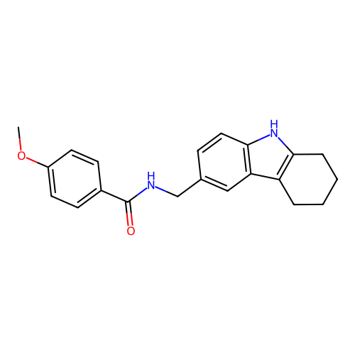 4-methoxy-N-((2,3,4,9-tetrahydro-1H-carbazol-6-yl)methyl)benzamide structure