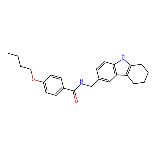 4-butoxy-N-((2,3,4,9-tetrahydro-1H-carbazol-6-yl)methyl)benzamide structure