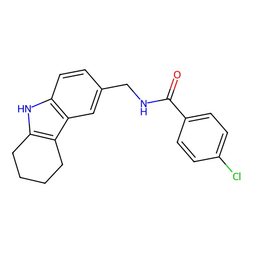 4-chloro-N-((2,3,4,9-tetrahydro-1H-carbazol-6-yl)methyl)benzamide structure