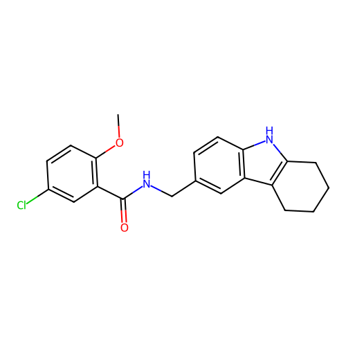 5-chloro-2-methoxy-N-[(2,3,4,9-tetrahydro-1H-carbazol-6-yl)methyl]benzamide structure