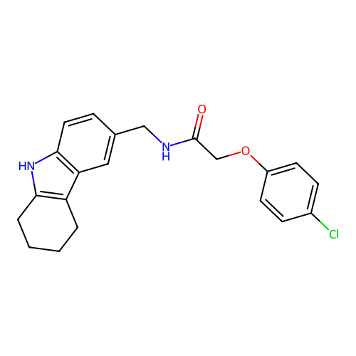 2-(4-chlorophenoxy)-N-((2,3,4,9-tetrahydro-1H-carbazol-6-yl)methyl)acetamide structure