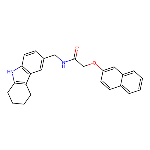 2-(naphthalen-2-yloxy)-N-[(2,3,4,9-tetrahydro-1H-carbazol-6-yl)methyl]acetamide structure
