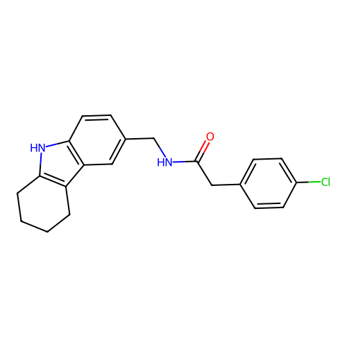 2-(4-chlorophenyl)-N-[(2,3,4,9-tetrahydro-1H-carbazol-6-yl)methyl]acetamide structure
