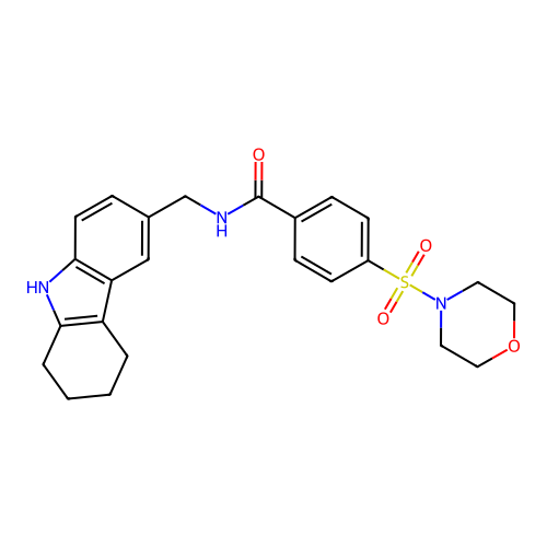 4-(morpholinosulfonyl)-N-((2,3,4,9-tetrahydro-1H-carbazol-6-yl)methyl)benzamide structure