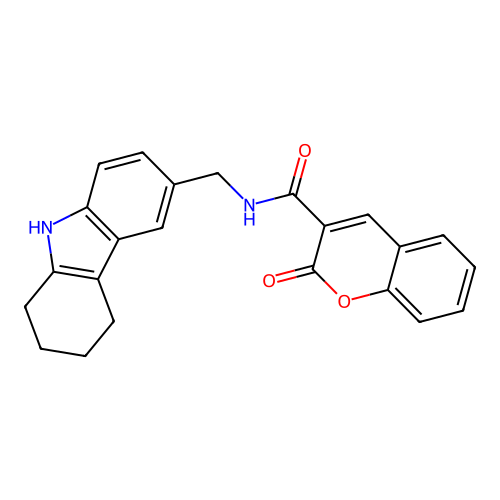 2-oxo-N-((2,3,4,9-tetrahydro-1H-carbazol-6-yl)methyl)-2H-chromene-3-carboxamide structure