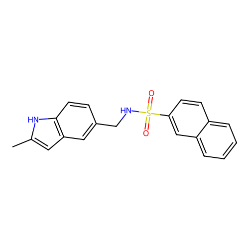 N-[(2-methyl-1H-indol-5-yl)methyl]naphthalene-2-sulfonamide structure