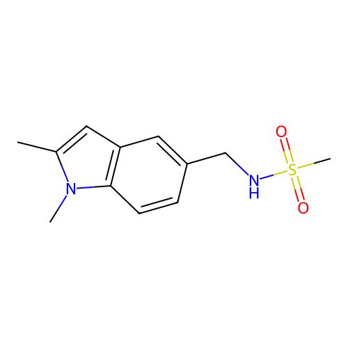 N-((1,2-dimethyl-1H-indol-5-yl)methyl)methanesulfonamide structure
