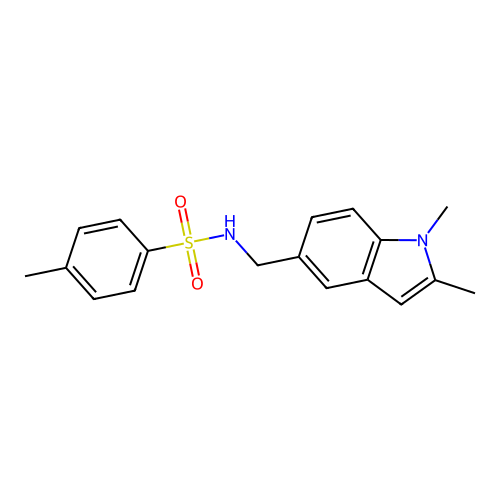 N-((1,2-dimethyl-1H-indol-5-yl)methyl)-4-methylbenzenesulfonamide structure