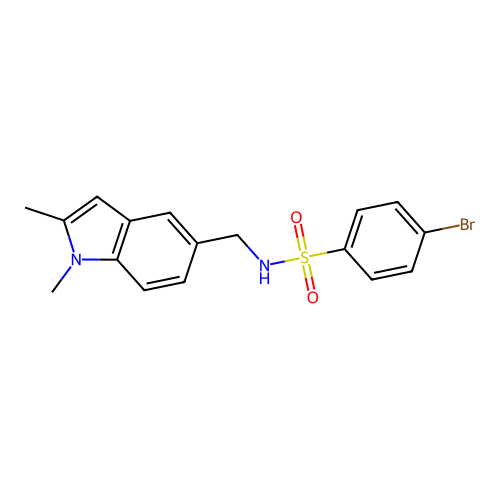 4-bromo-N-[(1,2-dimethylindol-5-yl)methyl]benzenesulfonamide structure