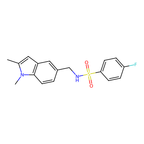 N-((1,2-dimethyl-1H-indol-5-yl)methyl)-4-fluorobenzenesulfonamide structure