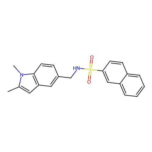 N-[(1,2-dimethylindol-5-yl)methyl]naphthalene-2-sulfonamide structure