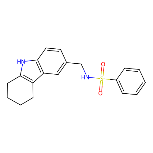 N-((2,3,4,9-tetrahydro-1H-carbazol-6-yl)methyl)benzenesulfonamide structure