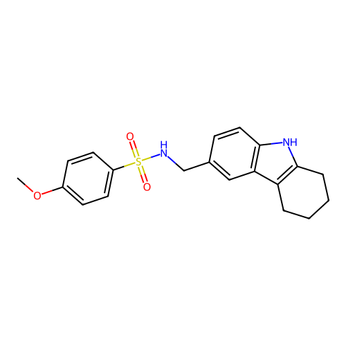 4-methoxy-N-(6,7,8,9-tetrahydro-5H-carbazol-3-ylmethyl)benzenesulfonamide structure