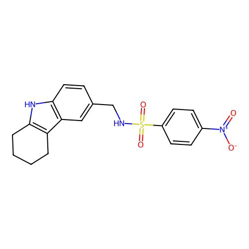 4-nitro-N-((2,3,4,9-tetrahydro-1H-carbazol-6-yl)methyl)benzenesulfonamide structure