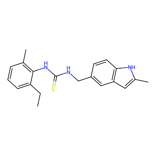 1-(2-ethyl-6-methylphenyl)-3-[(2-methyl-1H-indol-5-yl)methyl]thiourea structure