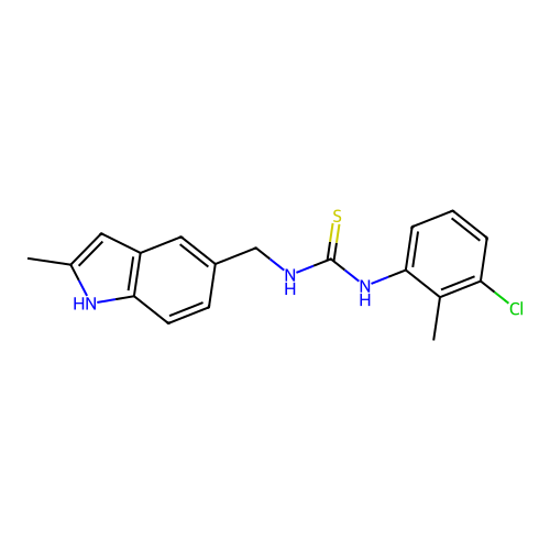 1-(3-chloro-2-methylphenyl)-3-[(2-methyl-1H-indol-5-yl)methyl]thiourea structure