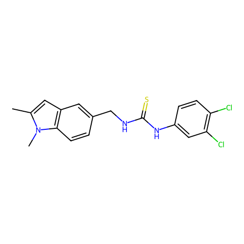1-(3,4-dichlorophenyl)-3-((1,2-dimethyl-1H-indol-5-yl)methyl)thiourea structure
