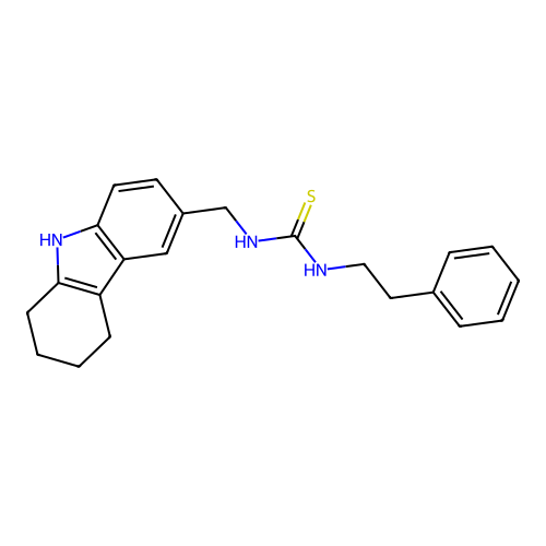 1-phenethyl-3-((2,3,4,9-tetrahydro-1H-carbazol-6-yl)methyl)thiourea structure