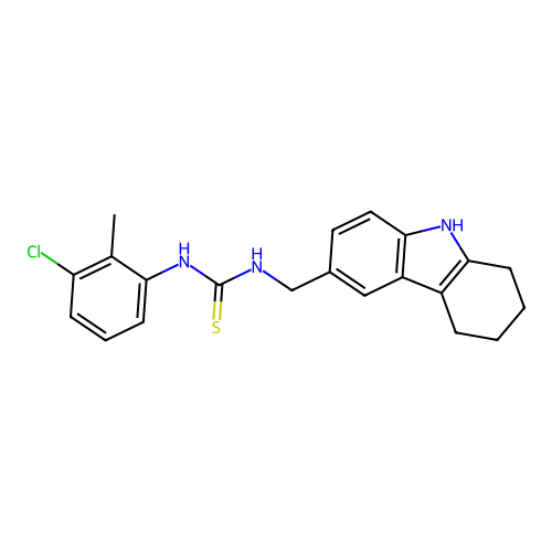 1-(3-chloro-2-methylphenyl)-3-[(2,3,4,9-tetrahydro-1H-carbazol-6-yl)methyl]thiourea structure