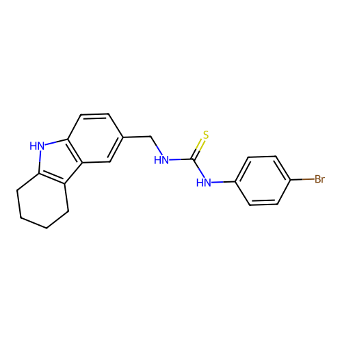 1-(4-bromophenyl)-3-[(2,3,4,9-tetrahydro-1H-carbazol-6-yl)methyl]thiourea structure