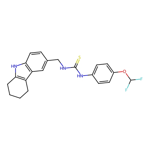 1-(4-(difluoromethoxy)phenyl)-3-((2,3,4,9-tetrahydro-1H-carbazol-6-yl)methyl)thiourea structure