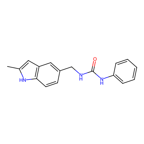 1-((2-methyl-1H-indol-5-yl)methyl)-3-phenylurea structure