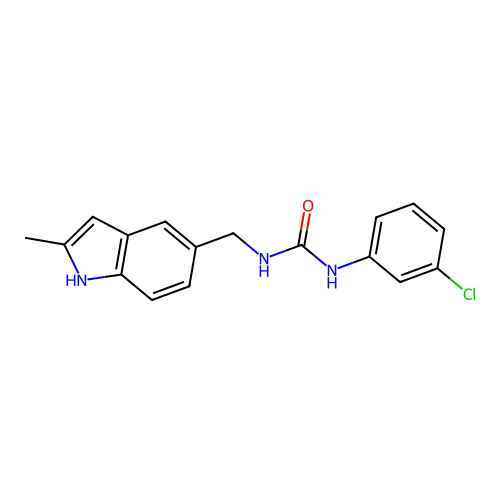 1-(3-chlorophenyl)-3-[(2-methyl-1H-indol-5-yl)methyl]urea structure