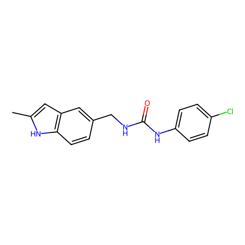 1-(4-chlorophenyl)-3-[(2-methyl-1H-indol-5-yl)methyl]urea structure