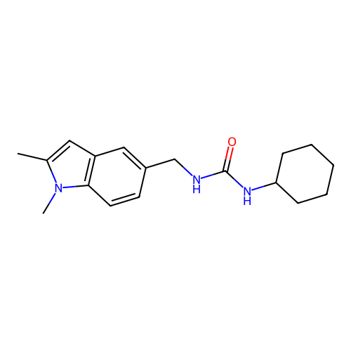 1-Cyclohexyl-3-[(1,2-dimethyl-5-indolyl)methyl]urea structure
