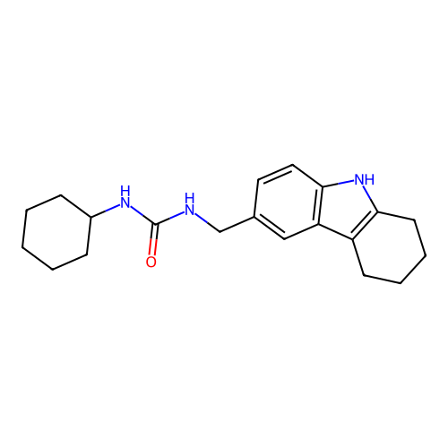 1-cyclohexyl-3-((2,3,4,9-tetrahydro-1H-carbazol-6-yl)methyl)urea structure