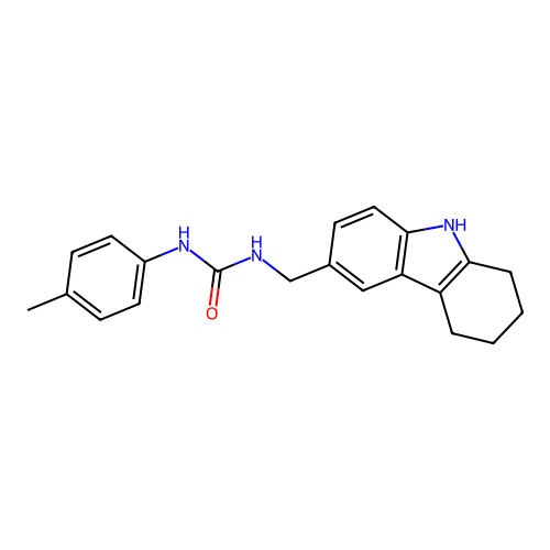 1-((2,3,4,9-tetrahydro-1H-carbazol-6-yl)methyl)-3-(p-tolyl)urea structure