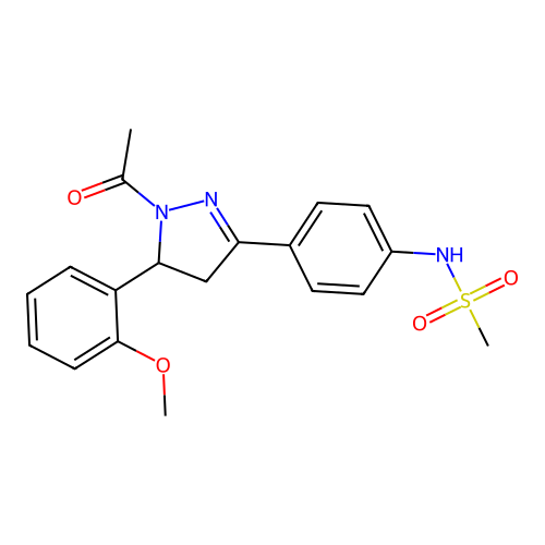 N-{4-[1-acetyl-5-(2-methoxyphenyl)-4,5-dihydro-1H-pyrazol-3-yl]phenyl}methanesulfonamide structure