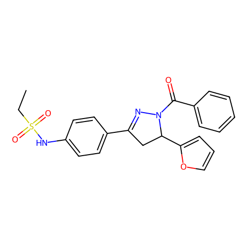 3-{4-[(ethylsulfonyl)amino]phenyl}-5-(2-furyl)(2-pyrazolinyl) phenyl ketone structure