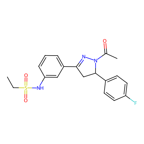 1-Acetyl-3-{3-[(ethylsulfonyl)amino]phenyl}-5-(4-fluorophenyl)-2-pyrazoline structure