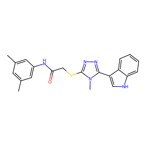 2-((5-(1H-indol-3-yl)-4-methyl-4H-1,2,4-triazol-3-yl)thio)-N-(3,5-dimethylphenyl)acetamide structure